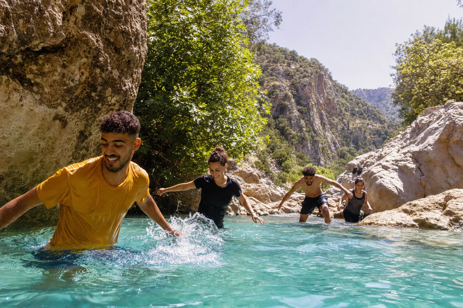 Randonnée aquatique dans les eaux turquoise de Ouad El Kannar